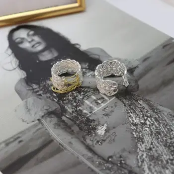 Japonec korejský luxusní jedinečné bílé krajky duté prsten řetěz střapcem hipster elegantní ženy, něžný prst elegantní jemné příslušenství