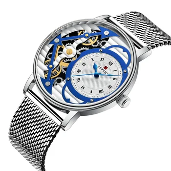 Pánské hodinky quartz Japan pohyb top značky luxusní ležérní šaty obchod 3D Ženevské Pruhy Reliéf design duté unikátní RD62003M