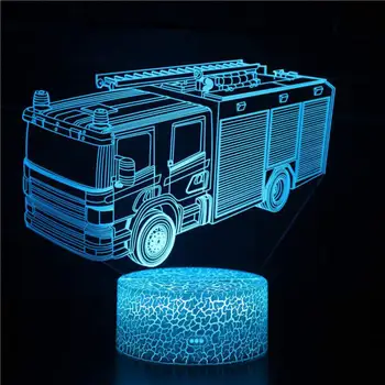 Hloubení 3D Stolní Lampa Strojní zařízení, Vozidla, Buldozer, Traktor 3D 7 Barevné světlo, Vizuální Led Noční Světlo Pro Děti Touch Usb Stolní Lampa