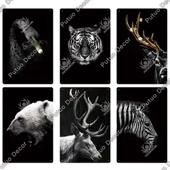 Putuo Dekor Afrických Zvířat Vintage Plechové Znamení, Kov, Znamení, Dekorativní Deska Stěnu Jeskyně Garáž, Obývací Pokoj Club Dekorace