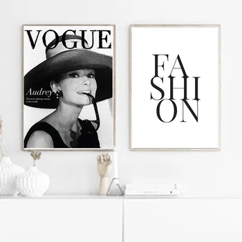 Cuadros Dekorace Vogue Hepburn Plakáty a Tisky Na Plátno, Malování Módní Obrázek Wall Art Print Obrázky Pro Obývací Pokoj