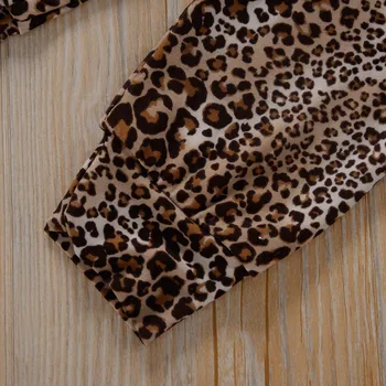 2-7Y Podzimní Kojenecká Dětská dívčí Oblečení Sady Leopard Tisk Dlouhý Rukáv Volánky T-Shirt+ Kalhoty 2ks
