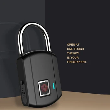 Anti-theft USB Dobíjecí Smart Centrál na Elektronické Otisků prstů Zámek Anti-krádeže Bezpečnostní visací Zámek, Dveře Zavazadlového Případě, Zámky