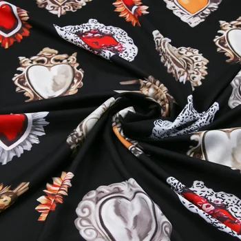 červený drahokam tištěné Georgette šifon tkanina ženy šaty krepové tkaniny DIY oblečení, digitální tisk polyester tkáních au metr