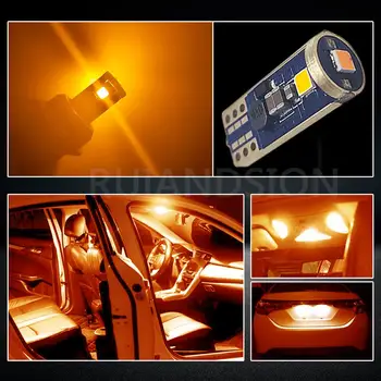 4 ks Canbus T10 w5w led žárovky Auto Interiér Čtení stropní světlo automobilové Odbavení Lampy 450lm 24-48V žlutá