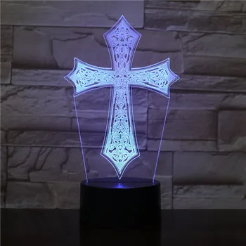 Ježíš Kříž Dotykové Dálkové Ovládání 3D Barevné Noční Světlo, Dotykové Barevné Měnící Stolní Lampa Stolní Ozdoby Ložnice Dekorace