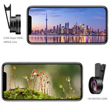 Telefon Objektiv rybí oko 0.45 x Širokoúhlý Zoom Objektiv, Rybí Oko, Makro 15x Čočky Fotoaparátu Kit Pro iPhone Samsung Xiaomi
