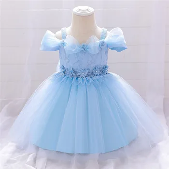 Baby Dívky Princezna Šaty Pro Dítě 1 Rok Narozeniny Šaty Elegantní Květina Kojenecká Křest Party Šaty Novorozence Oblečení