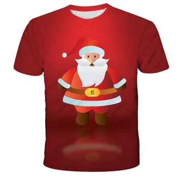 Santa Claus 3D Vánoční T-košile Děti Chlapci Oblečení Vtipné trička Ležérní 3D Sněhulák Halloween Party Krátký Rukáv Letní Topy