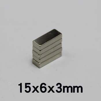 20/30/50KS 15x6x3mm NdFeB Silné Vzácných Zemin Magnet Blok Obdélníkové Magnetické 15x6x3 mm N35 Neodym Trvalé Magnets15*6*3mm