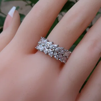 Módní Dámské Šperky Ručně Vyrobené Kubické zirkony Olive Branch Prsten pro Ženy a Muže bílé zlato barva Módní Prsteny