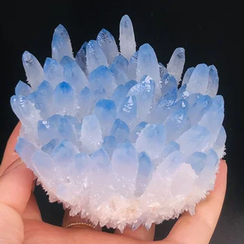 Vzácné přírodní modrý krystal clusteru minerální exemplář svatební dekorace reiki Léčení Exemplář Home deco