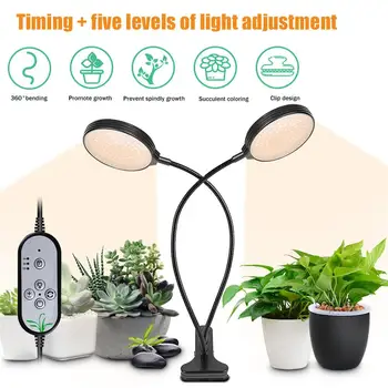 Pěstování rostlin Světlo LED 5 Stmívatelné Úrovní 360 Nastavitelný Full Spectrum Rostlin Světlo Klip Rostou Lampa Pro Pokojové Rostliny