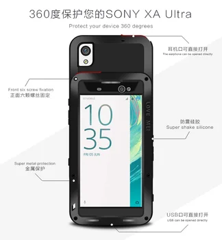 LÁSKA MEI Těžký Kovový Ochranný Telefon Pouzdro Pro Sony Xperia XA Ultra Šok Nečistoty Důkaz Vody Armor Kryt Pro Sony XA2 Ultra 6.0