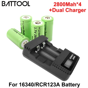 Battool CR123A RCR 123 ICR 16340 Baterie 2800mAh 3.7 V Li-ion Dobíjecí Baterie Pro Laserové Pero LED Svítilna CellArlo Zabezpečení