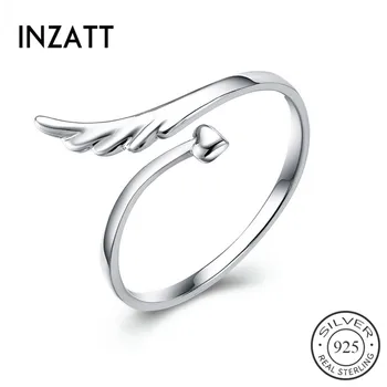INZATT Romantické Andělská křídla Srdce Ring 925 Sterling Silver, Pro Ženy, Svatební Narozeniny Módní Šperky Anillos Mujer Nového roku 2020
