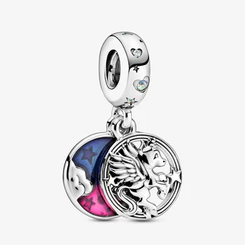 2020 Zimní Nové 925 Sterling Silver Korálky, Kouzelný Jednorožec Dvojité Houpat Kouzlo fit Originál Pandora Náramek Christmas Šperky