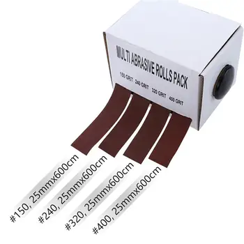DANIU 4ks 25mmx6m Brusný Pás Roll Tažná Smirkový papír Smirkový papír, Brusné Pásy, Měkký brusný papír Role pro Soustružníci Dřeva