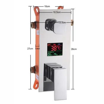 Nástěnné Mosazné Sprcha Ovládat Mixer Ventil Digitální Teplotní Displej 2-3 Způsoby Pre-box Inteligentní Vana Sprchové baterie