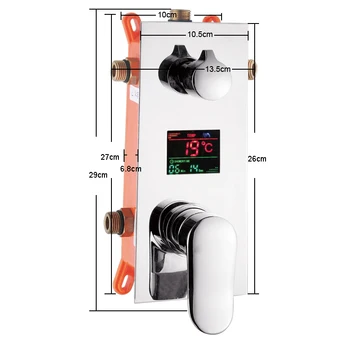 Nástěnné Mosazné Sprcha Ovládat Mixer Ventil Digitální Teplotní Displej 2-3 Způsoby Pre-box Inteligentní Vana Sprchové baterie