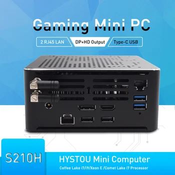 Hystou 10. Gen Nuc Intel i7 10750H i9 9880H Xeon 2286M Mini PC 2 Lan Win10 2*DDR4 2*NVME Herní Stolní Počítač 4K DP HDMI2.0