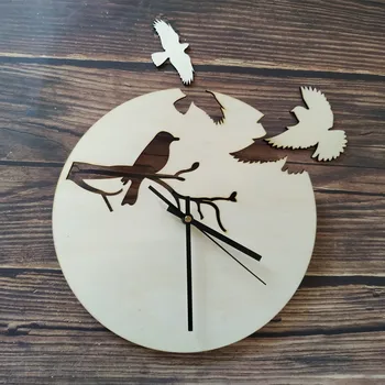 Laserové Řezání Dřeva Ptáci Moderní Unikátní Ručně Vyráběné Dřevěné Hodiny Domů Ložnice, Obývací Pokoj Nástěnné Hodiny Rustikální Dekorace