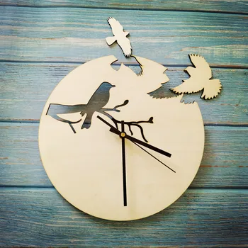 Laserové Řezání Dřeva Ptáci Moderní Unikátní Ručně Vyráběné Dřevěné Hodiny Domů Ložnice, Obývací Pokoj Nástěnné Hodiny Rustikální Dekorace