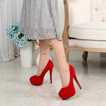 Nové Sexy Tenké Podpatky Sandály Ženy Čerpadla OL černá/červená Platforma Čerpadla Svatební Party Boty Čerpadla Pro Ženy 14cm 2020