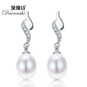 Dainashi Přírodní Sladkovodní Pearl 925 Sterling Silver Přívěšek, Náušnice Elegantní Náušnice Dárek pro ženy Party High Šperky