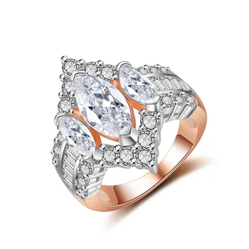 Módní velká markýza zirkony růžové zlato stříbrná barva Zásnubní Prsteny pro Ženy, svatební Šperky Velkoobchodní sepcial unikátní R4813