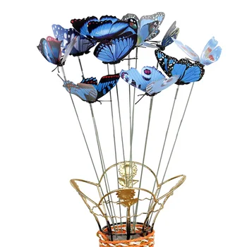 Hot Prodej 10Pcs/Set Simulace Butterfly Stick Venkovní Zahradní Květináč Dekor Ornament Zahradnické Potřeby, venkovní dekor