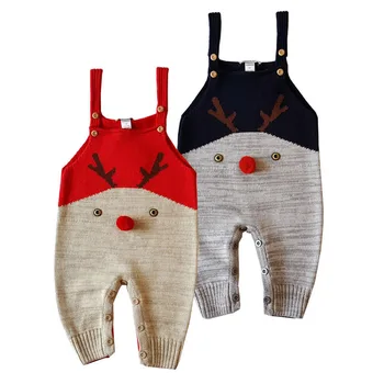 1-3 roky staré Vánoční elk dětské oblečení chlapci bavlna, kšandy 2 barvy roztomilé svetr kombinézy dětské girls kalhoty