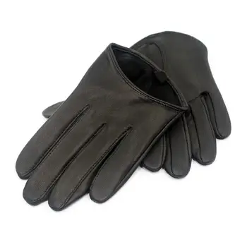Harssidanzar Ženy Půl Palm kožené řidičské rukavice na dotykový displej černé