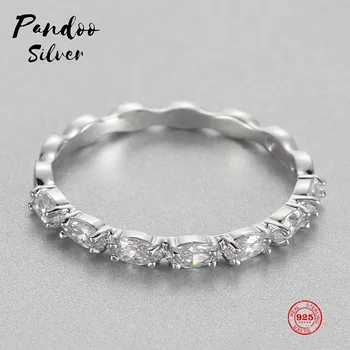 PANDOO Módní Kouzlo Ryzího Stříbra 925 Originální 1:1 Kopie, Klasické Lesklé Rose Gold Ring Ženské Luxusní Šperky Dárky