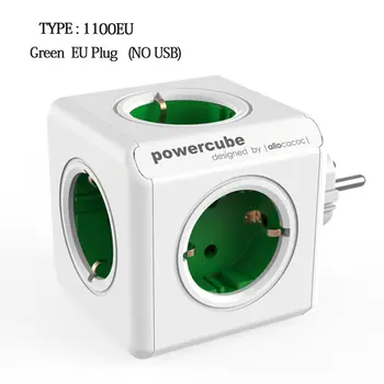 PowerCube prodlužovací Zásuvka USB EU Plug Multi Smart Plug Rozšíření EU Elektrické 16A, 4 Zásuvky 2.1 Domácí Nabíjení Šedá