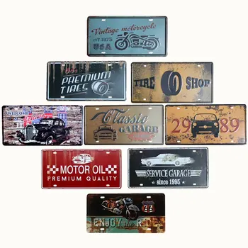 Motocykl Plakát Poznávací značky Vintage Garage Dekor Retro Pub Nástěnné Dekorativní Bar Dekorace, Domácí Výzdoba 15x30cm