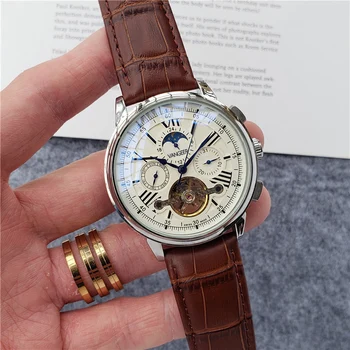 Pánské Náramkové hodinky Mechanické Automatické Hodinky přizpůsobit značka Luxusní stejném stylu Mužské Nepromokavé tourbillon Hodiny Kožený řemínek