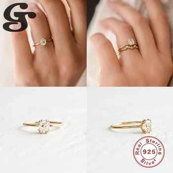 GS Mini Zirkony Prst Prsteny, 925 Sterling Silver Ženy Ženské Fantazie Světlo Luxusní Delikátní Jemné Šperky pro Svatební Hostinu