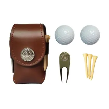 Přenosný Golfový Míček Mini Umělé Kůže Pás Taška Klip Utility Pouch Pocket Golf Řešit Set s Míčky, Tees Drn Nástroje