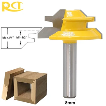 RCT 45 ° Zámek Pokosu Router Bit 8mm Shank Frézy Pro Dřevo Carbide Cutter Tesař Dřevoobráběcích Nástrojů
