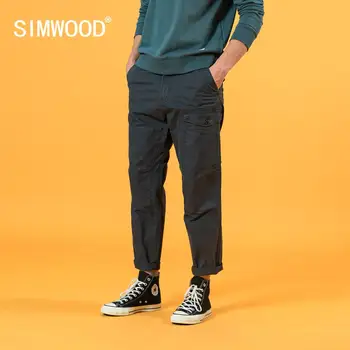 SIMWOOD 2020 Podzim Nové Kalhoty Men Bavlna Volné Zúžené Oděv Prát Vintage Taktické Kotník-délka Kalhoty