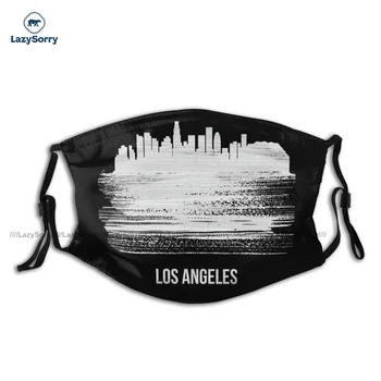 Látka Cool Los Angeles Skyline Tah Štětcem Bílé Úst Maska Na Obličej Prachu V Pračce Rychlé Dodání Dospělé Obličejové Masky S Filtry