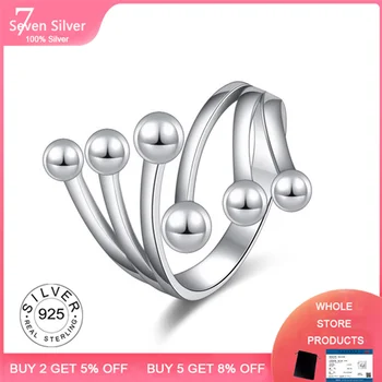 Real 925 Sterling Sliver Korálky Palec Prsteny pro Ženy Jednoduché Tečkovaných Zásobníku Prsten 2019 Minimalistický Nastavitelný Míč Kroužky Kapely
