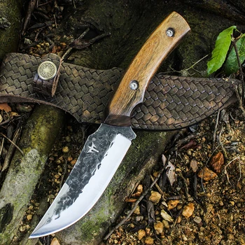 Voltron Divoké nůž pro přežití, vysoká tvrdost divočiny, sebeobrana venkovní nůž, ručně kovaný taktické malý rovný nůž