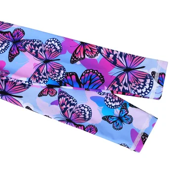BAOHULU Fialový Motýl Kreslené Děti Plavky UV50+ Dlouhý Rukáv Plavky Dívka Dětské Plavky, dívčí Plavky Plavky