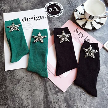 [COSPLACOOL]Lesklý Design, Hvězdy, Třpytky, Ručně vyráběné Ponožky Ženy Drahokam Hedvábí Barevné Zářící Ponožky Haldy Haldy Módní Calcetines