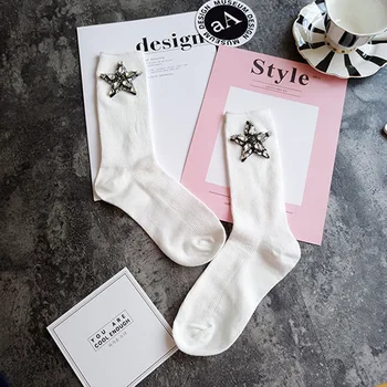 [COSPLACOOL]Lesklý Design, Hvězdy, Třpytky, Ručně vyráběné Ponožky Ženy Drahokam Hedvábí Barevné Zářící Ponožky Haldy Haldy Módní Calcetines