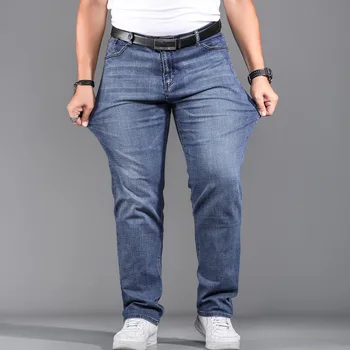 Vysoce Kvalitní Stretch Plus Velká Velikost 29 - 44 46 48 90% Bavlny Rovnou Denim Jeans Muži Slavné Značky Jaro 2019