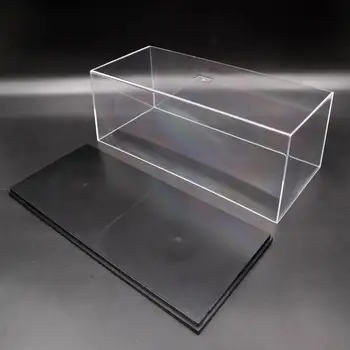 Akrylové vitríny Model Auta Show Box prachotěsné Černý podklad 1:32 Transparentní 18 CM