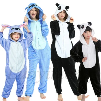 Jednorožec Dupačky Kigurumi Zimní Žen Pyžamo Panda Chlapci Dívky Zvířat Pyžamo Dospělé Děti Kostýmy Karikatura Flanelové Noční Úbory